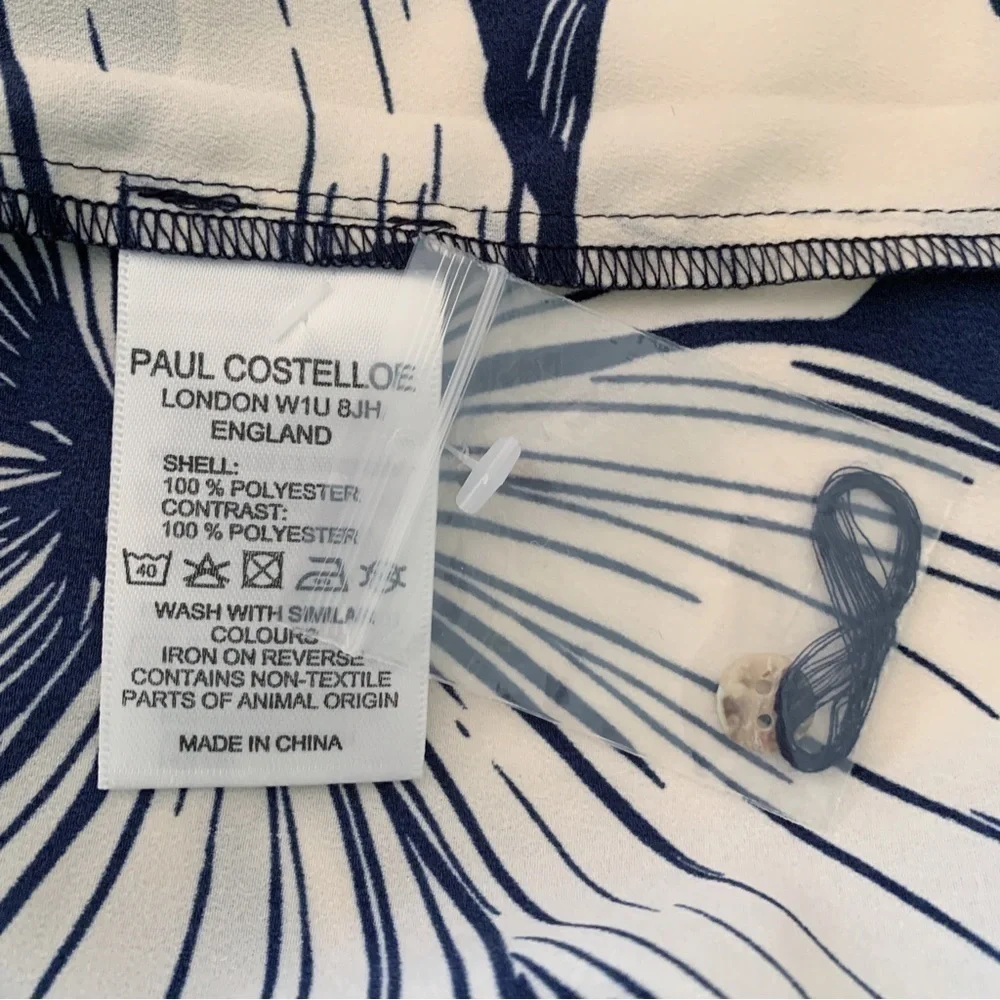 Paul Costelloe Blue Floral Sleeveless Blouse Medium NEW NWT Quiet Luxury